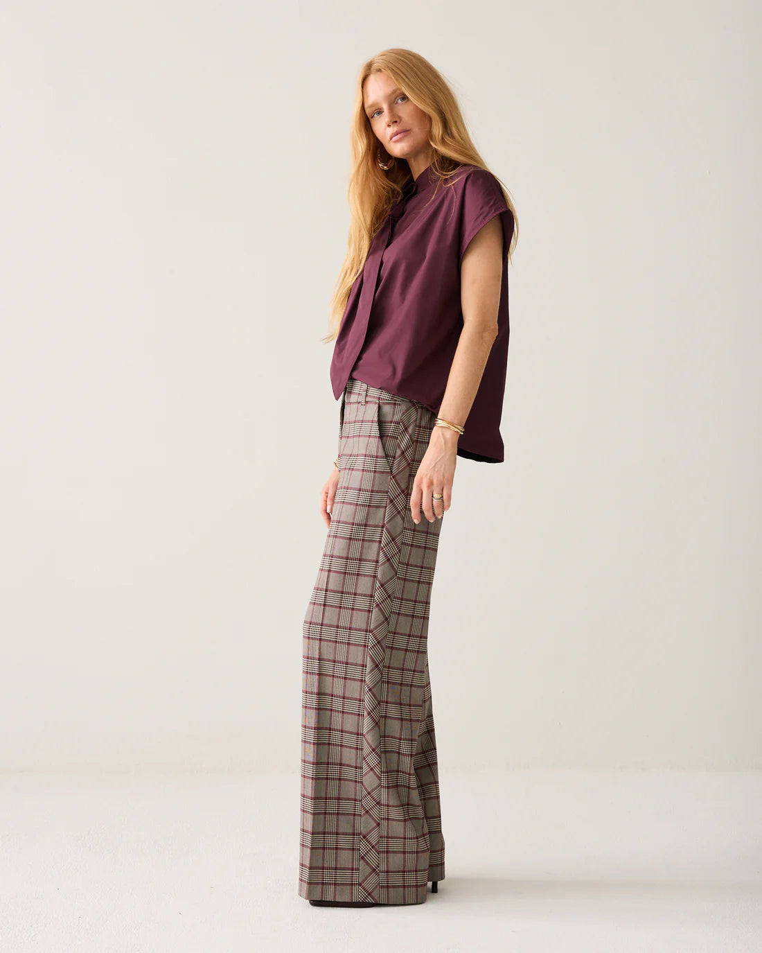summum Karierte Hose mit Paspel