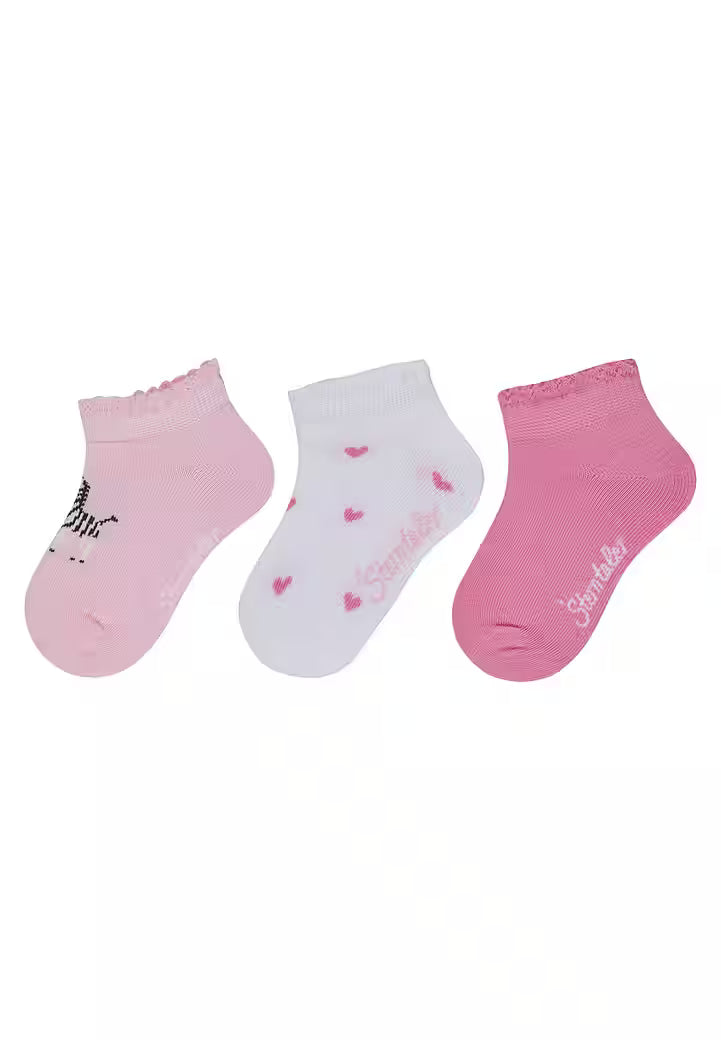 Sterntaler Sneaker Socken 3er Zebra Puderrosa