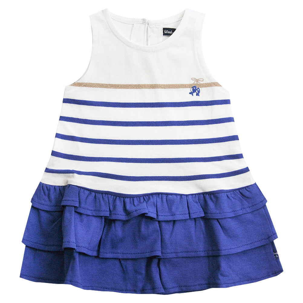 Week-end à la mer Baby Kleid Aimee – Weiß/Marineblau