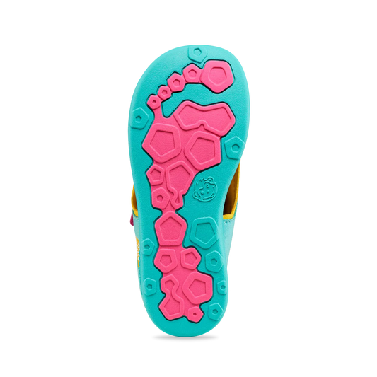 Affenzahn Sandal Vegan Airy Owl Turquoise – vegane Kinder-Barfußsandale