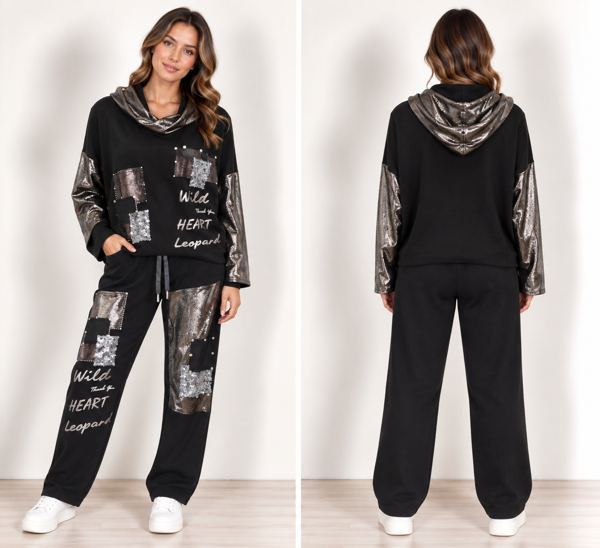 Schwarze Sport Jacke Schwarz/Silber