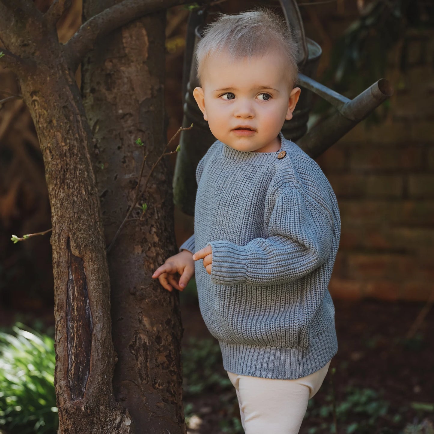 Cosy Roots Organic Oversize Knit Pulli - Dusty Blue