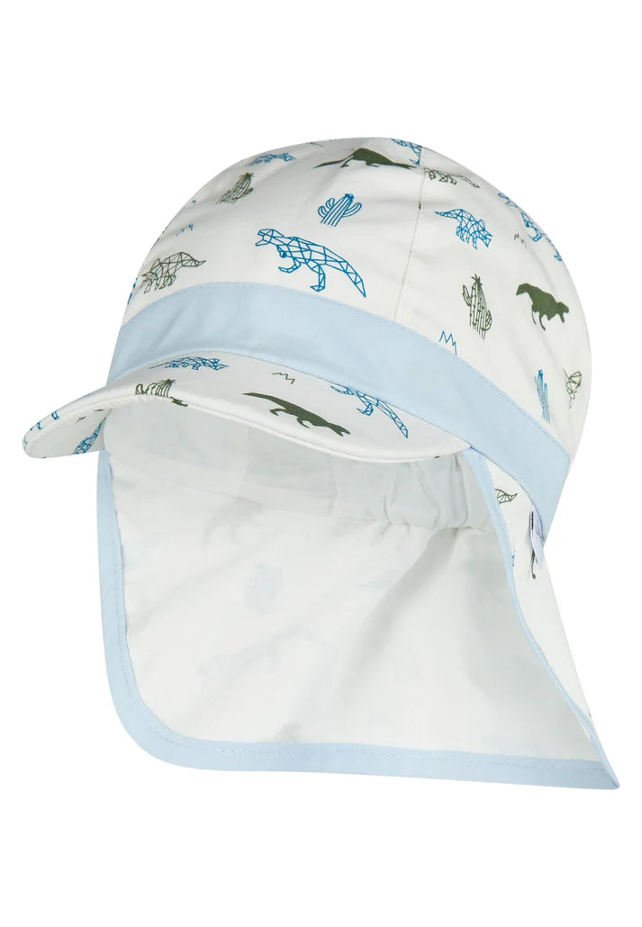 Sterntaler Schirmmütze mit Nackenschutz 1612640 –Saurier Weiß