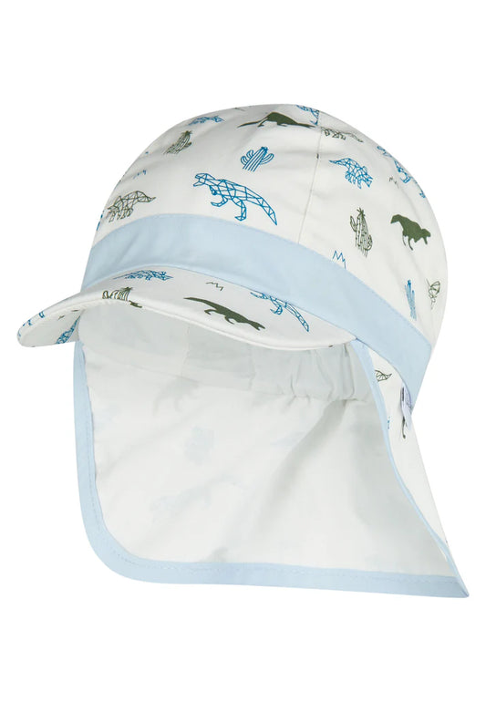 Sterntaler Schirmmütze mit Nackenschutz 1612640 –Saurier Weiß