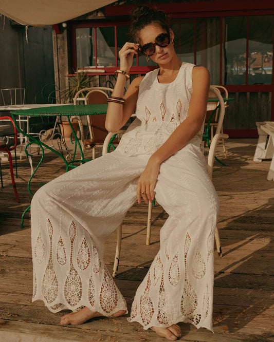 summum Weite Hose aus besticktem Voile