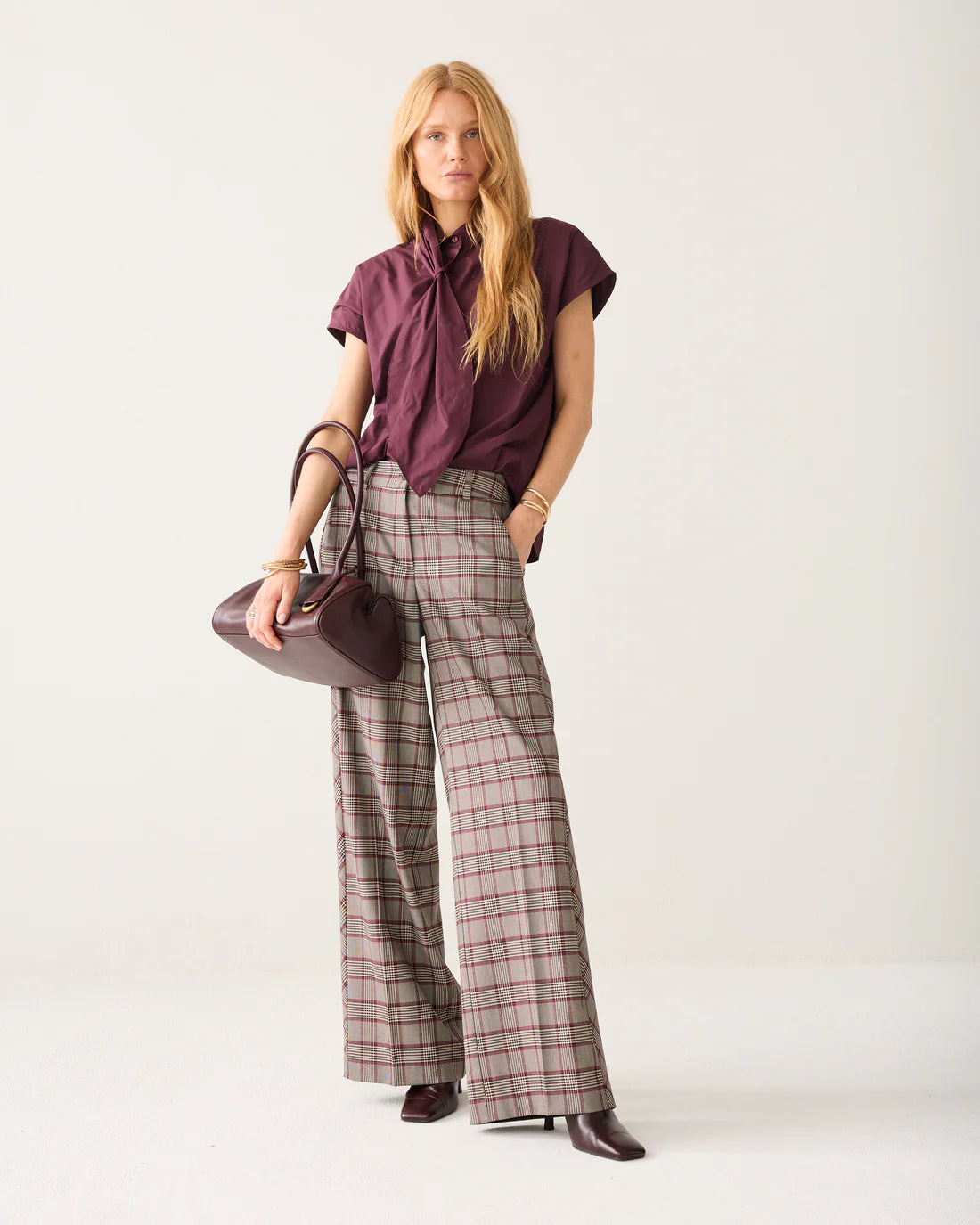 summum Karierte Hose mit Paspel