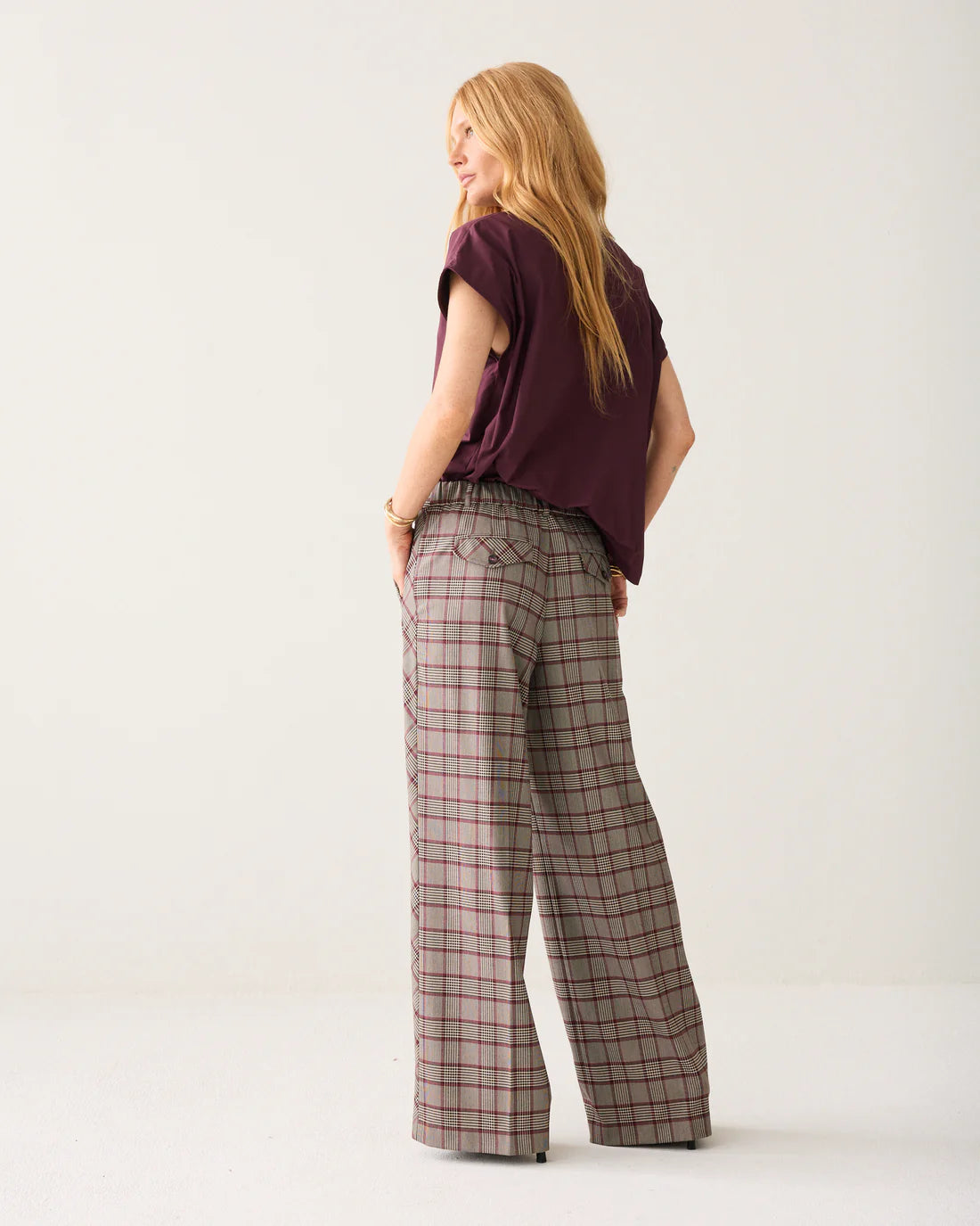 summum Karierte Hose mit Paspel