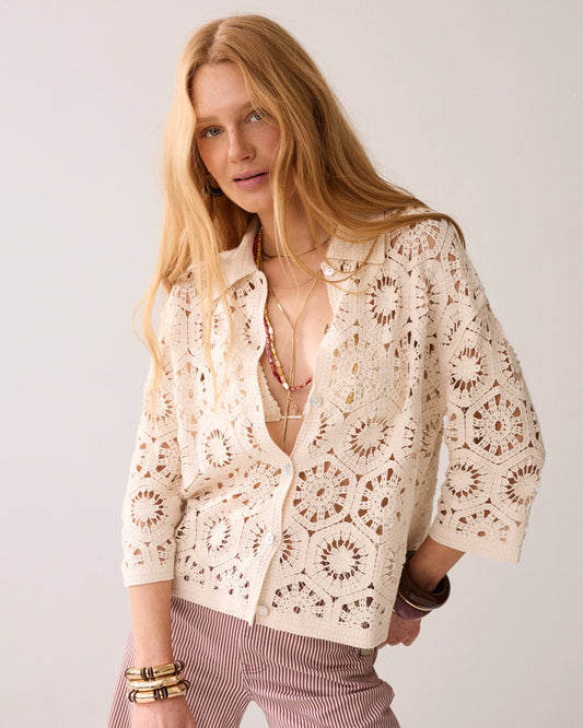 summum Gehäkelte Strickjacke 100 % Baumwolle