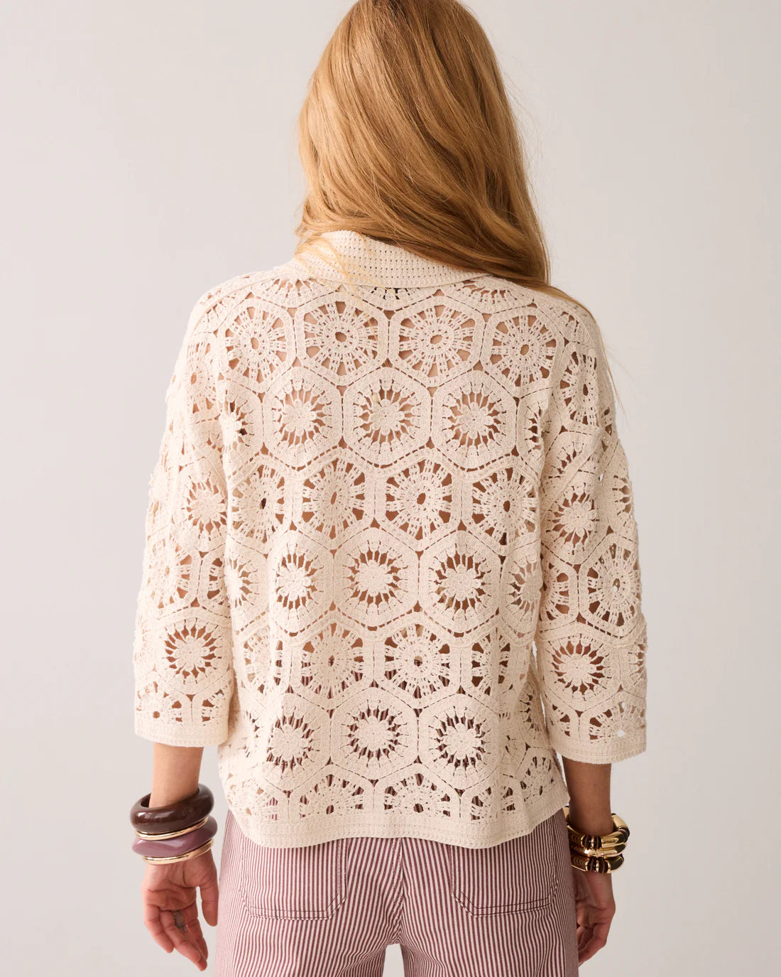 summum Gehäkelte Strickjacke 100 % Baumwolle