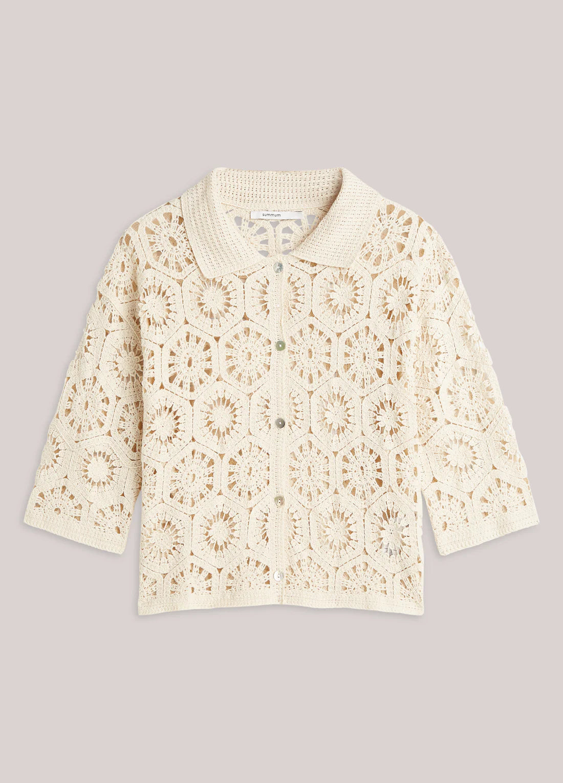 summum Gehäkelte Strickjacke 100 % Baumwolle