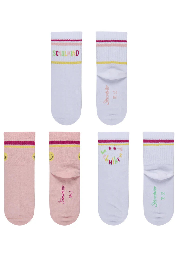 Sterntaler Socken 3er Pack 8422651 –Schulkind Zartrosa