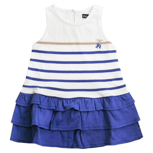 Week-end à la mer Kinder Kleid Aimee – Weiß/Marineblau
