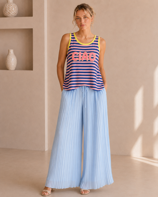 Plisse Hose blau