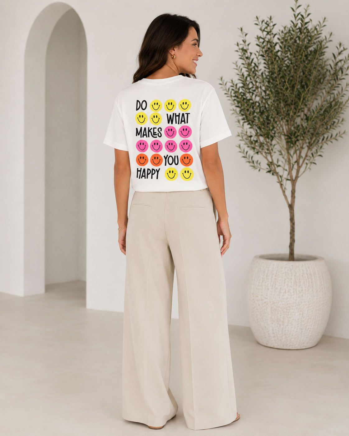 Smiley Shirt Do what Makes you Happy weiß
