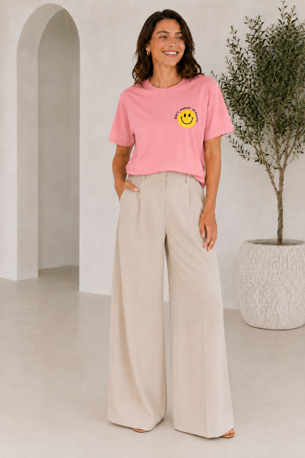 Smiley Tshirt Do What makes you Happy rosa