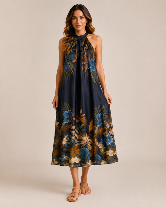 Kleid Blumen Blau