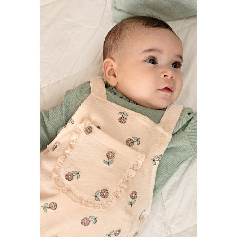 feetje Gerippte Latzhose Samt Stickerei - Lucky Bloombird 52000144 – Natur