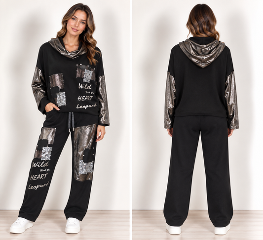 Hose schwarz/silber