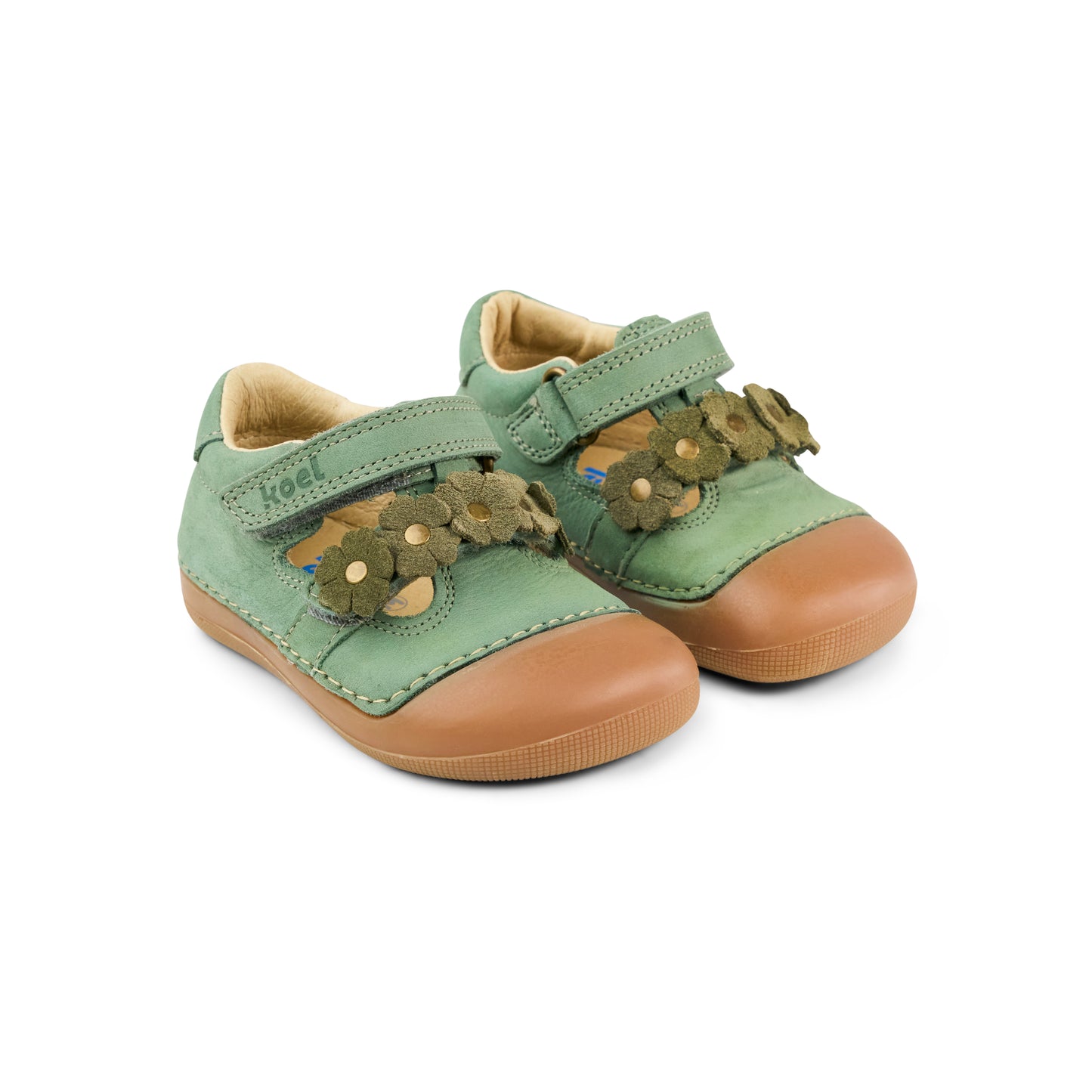 KOEL Aria Leather Olive – Baby Barfußsandale für erste Schritte