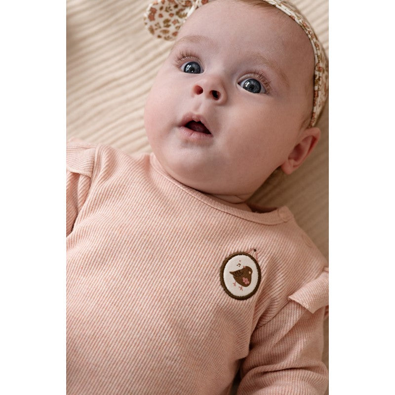 Gerippte Longsleeve -Rosa Melange