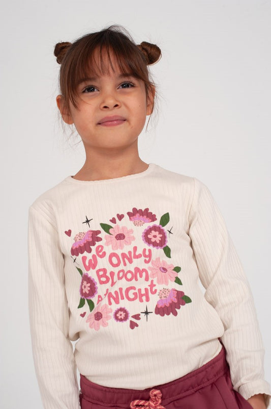Jubel Gerippte Longsleeve Moon Flowers Offwhite 91600471
