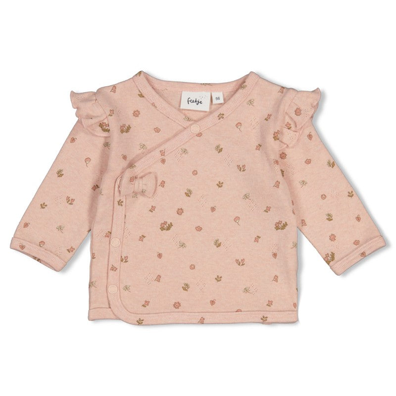 feetje Geripptes Wickelshirt- rosa