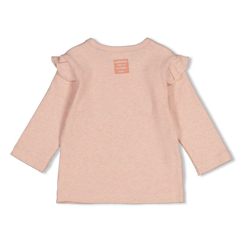 Gerippte Longsleeve -Rosa Melange