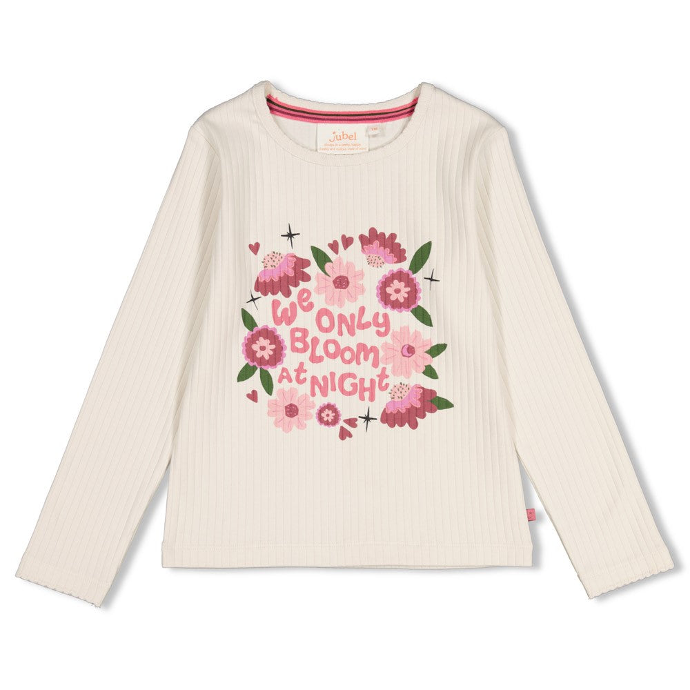 Jubel Gerippte Longsleeve Moon Flowers Offwhite 91600471