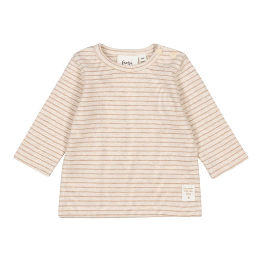 feetje Shirt langarm Ringel Ripp taupe
