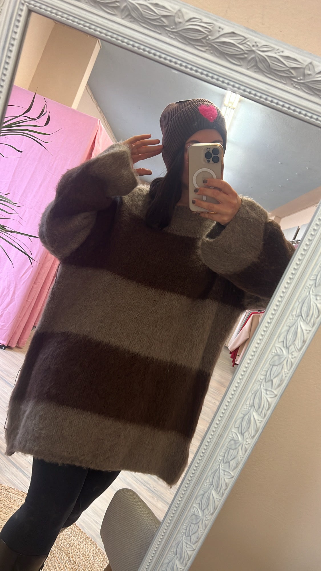 Strickkleid Oversize braun/ taupe