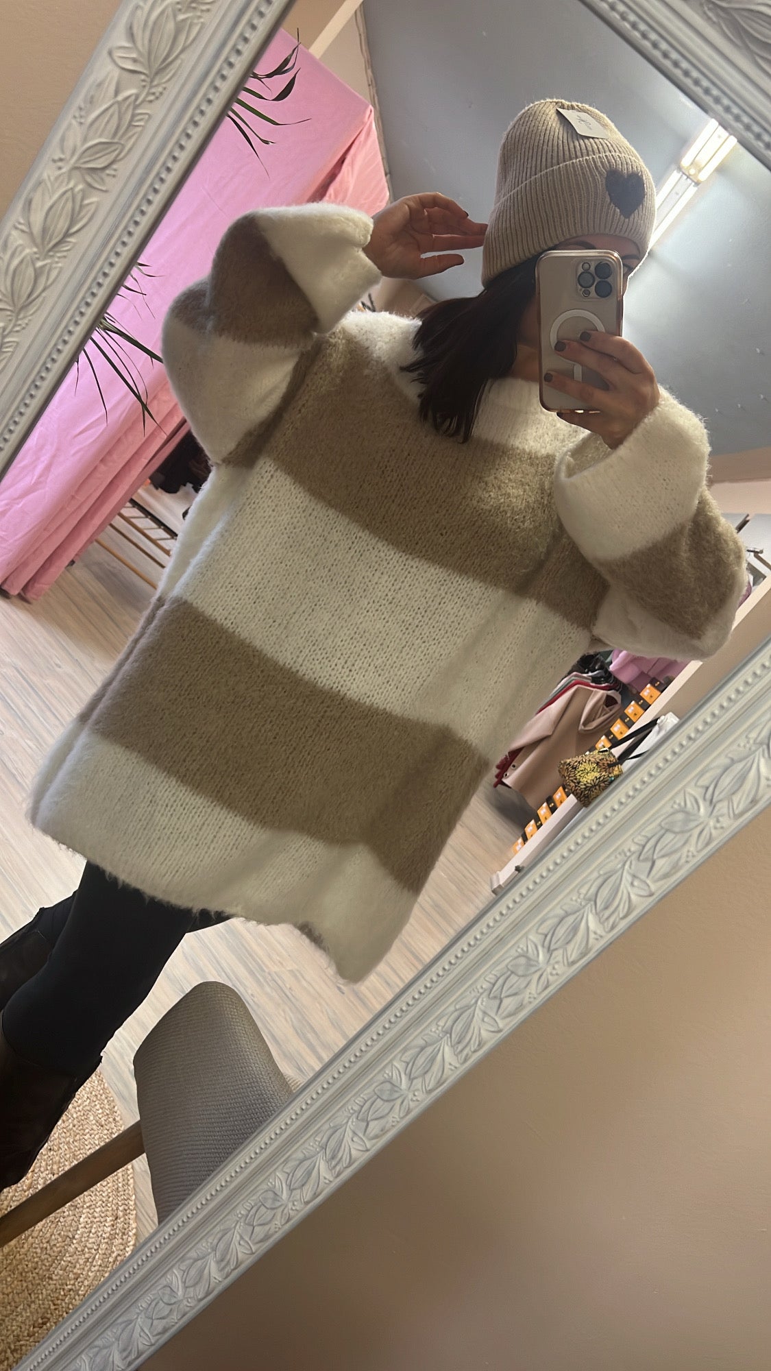 Strickkleid Oversize taupe/beige