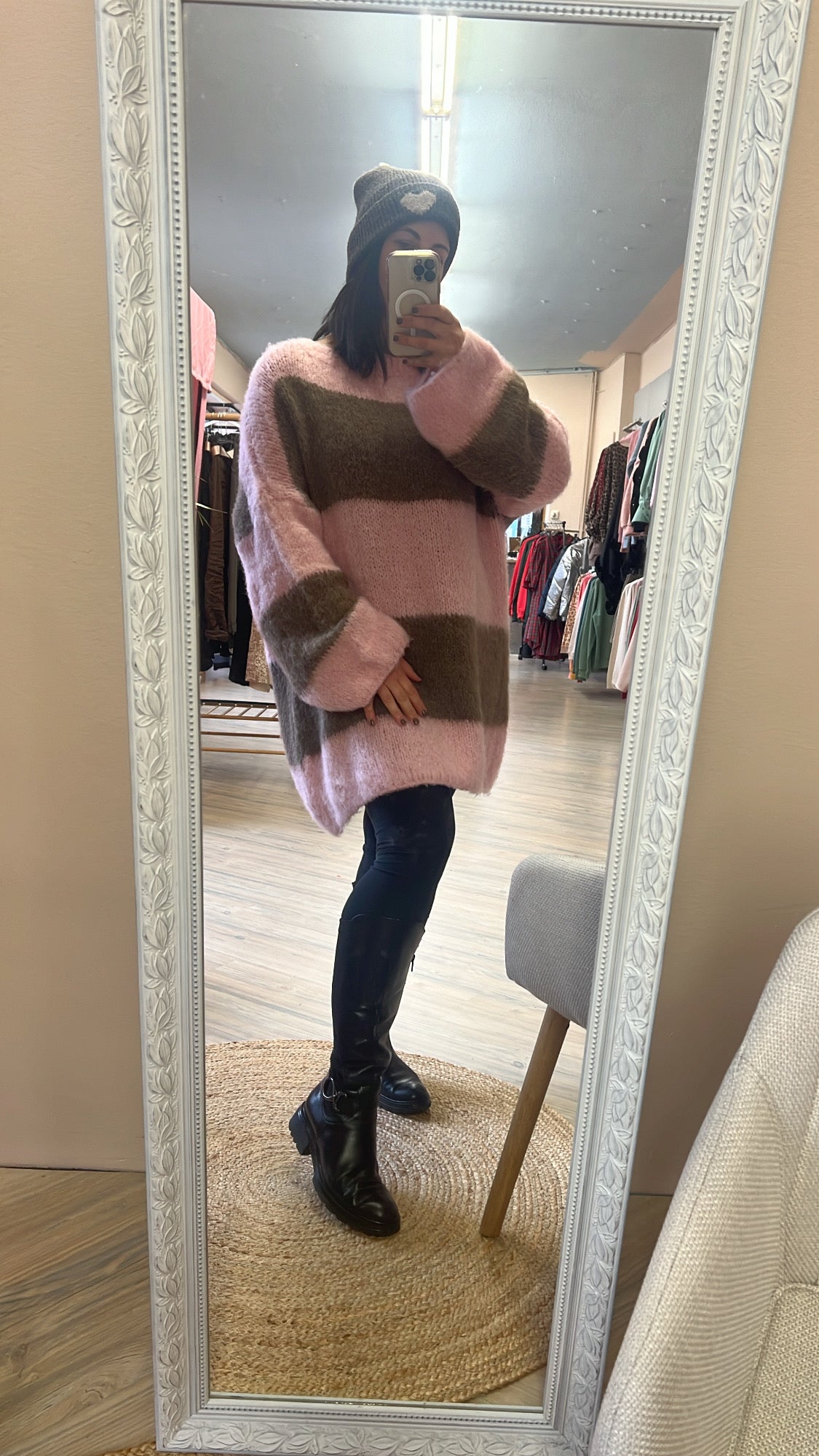 Strickkleid Oversize rosa /braun