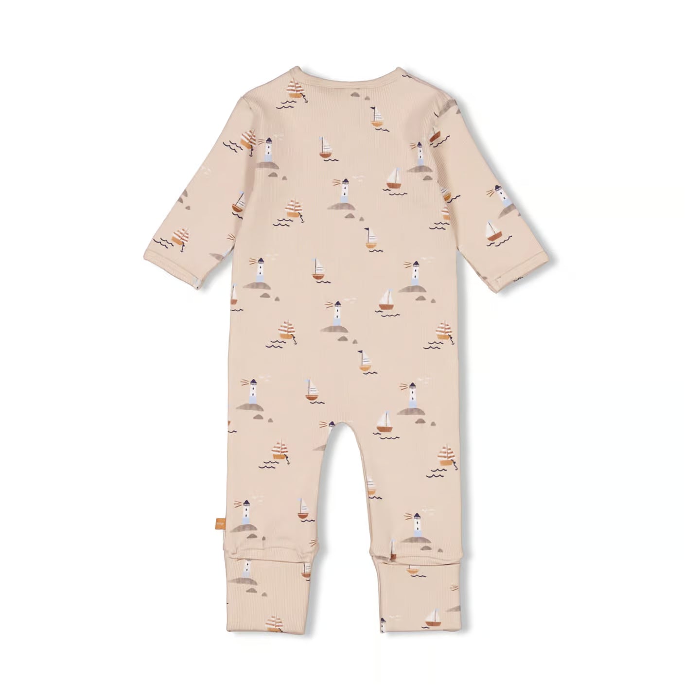 feetje Schlafoverall mit Klappfuß Boote Taupe