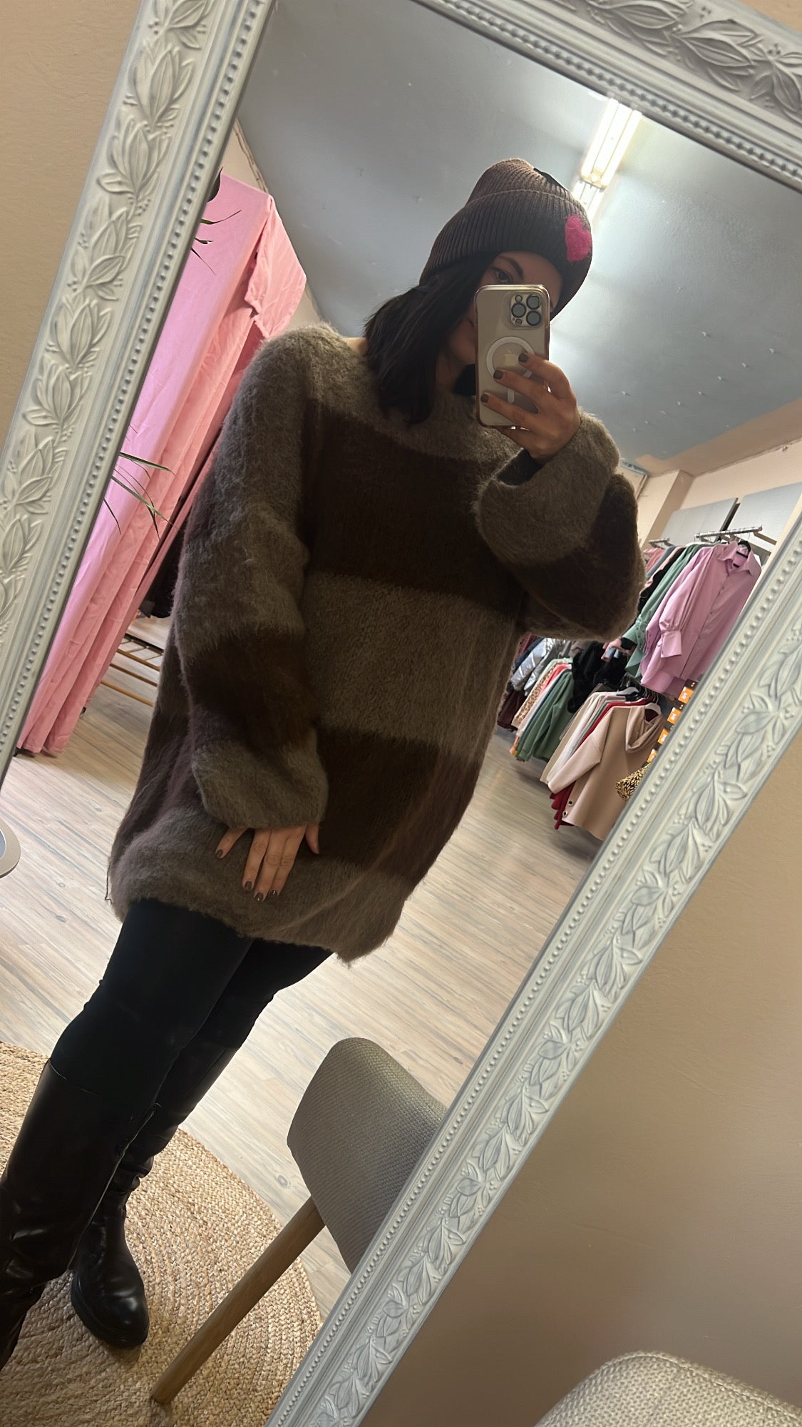 Strickkleid Oversize braun/ taupe