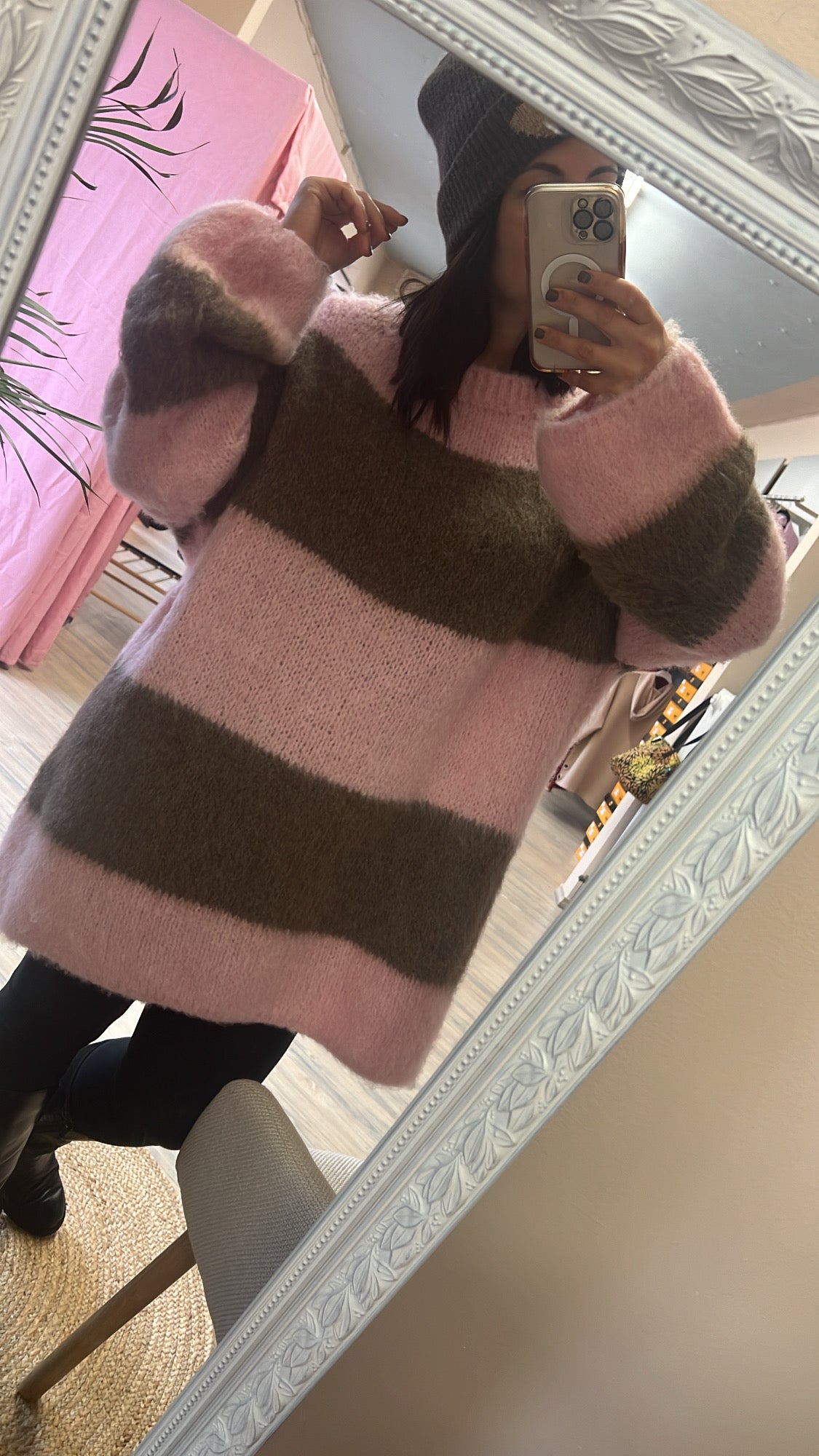 Strickkleid Oversize rosa /braun