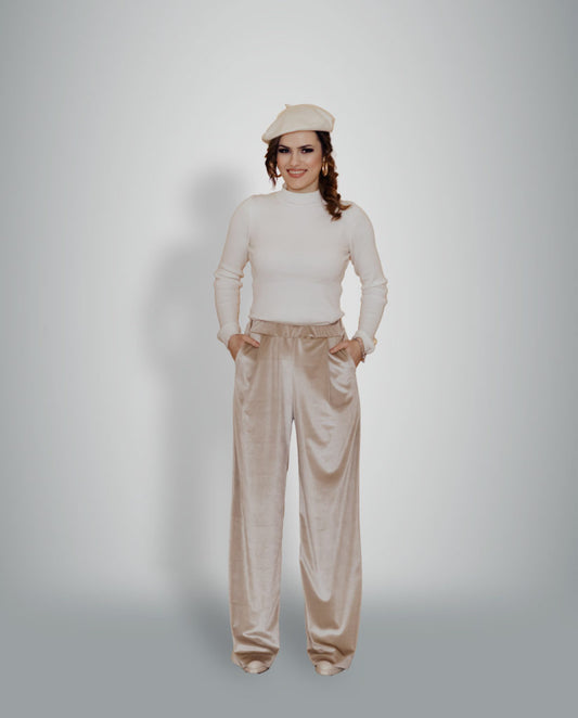 MYMAR Design Mode - Hochgeschnittene Samthose Gold