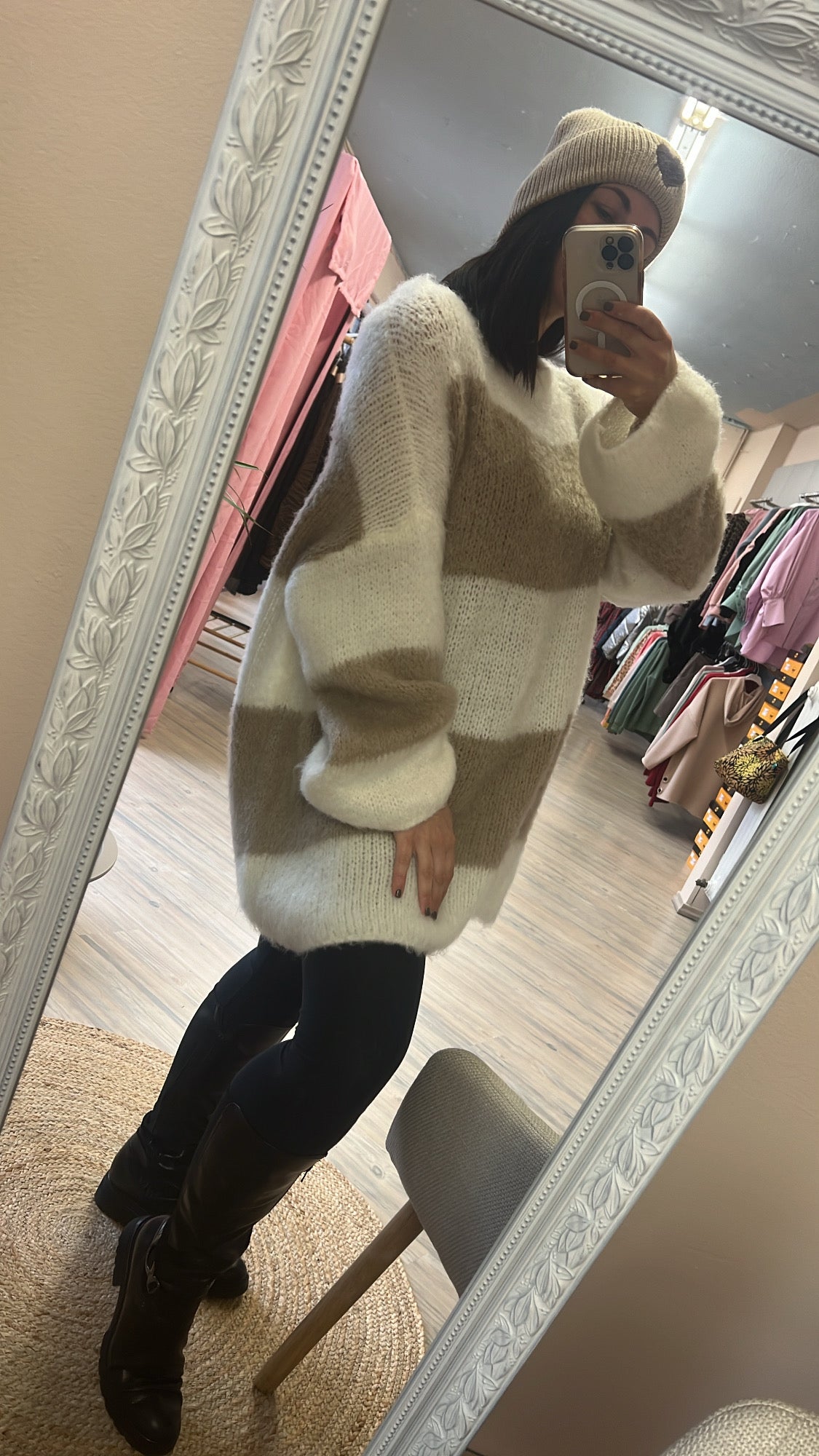 Strickkleid Oversize taupe/beige