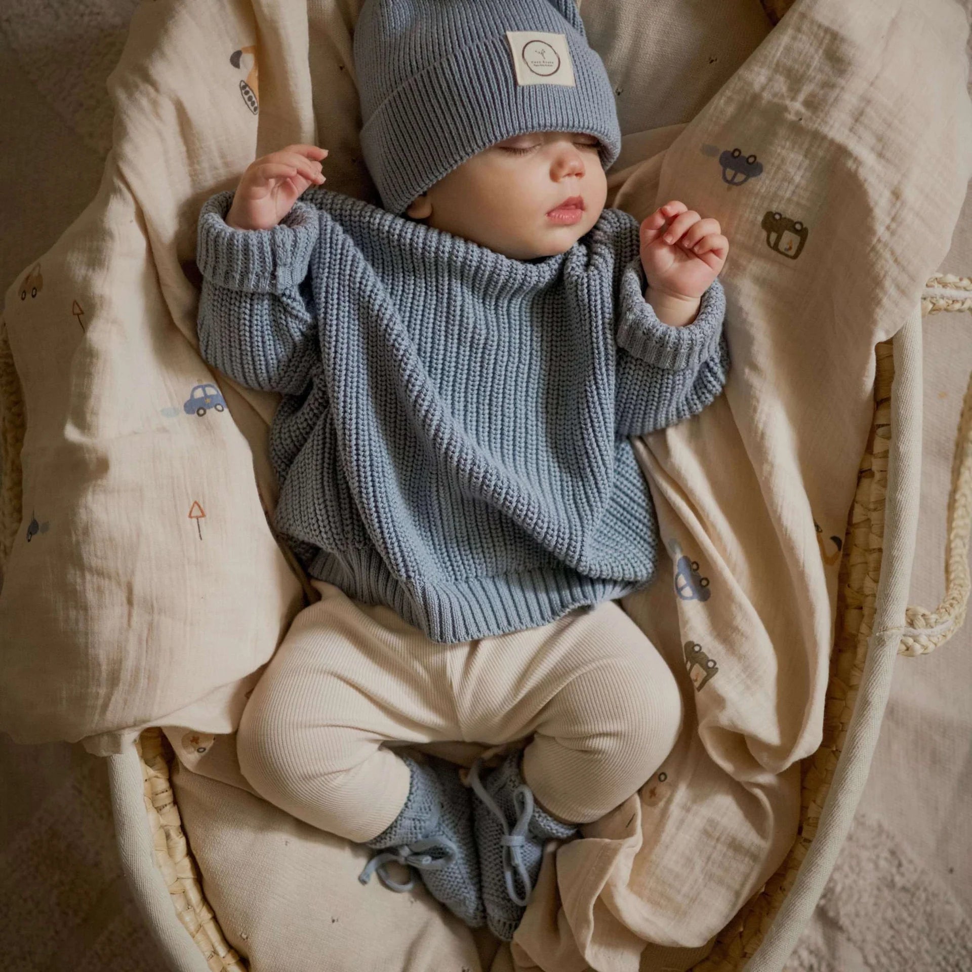 Cosy Roots Organic Oversize Knit Pulli - Dusty Blue