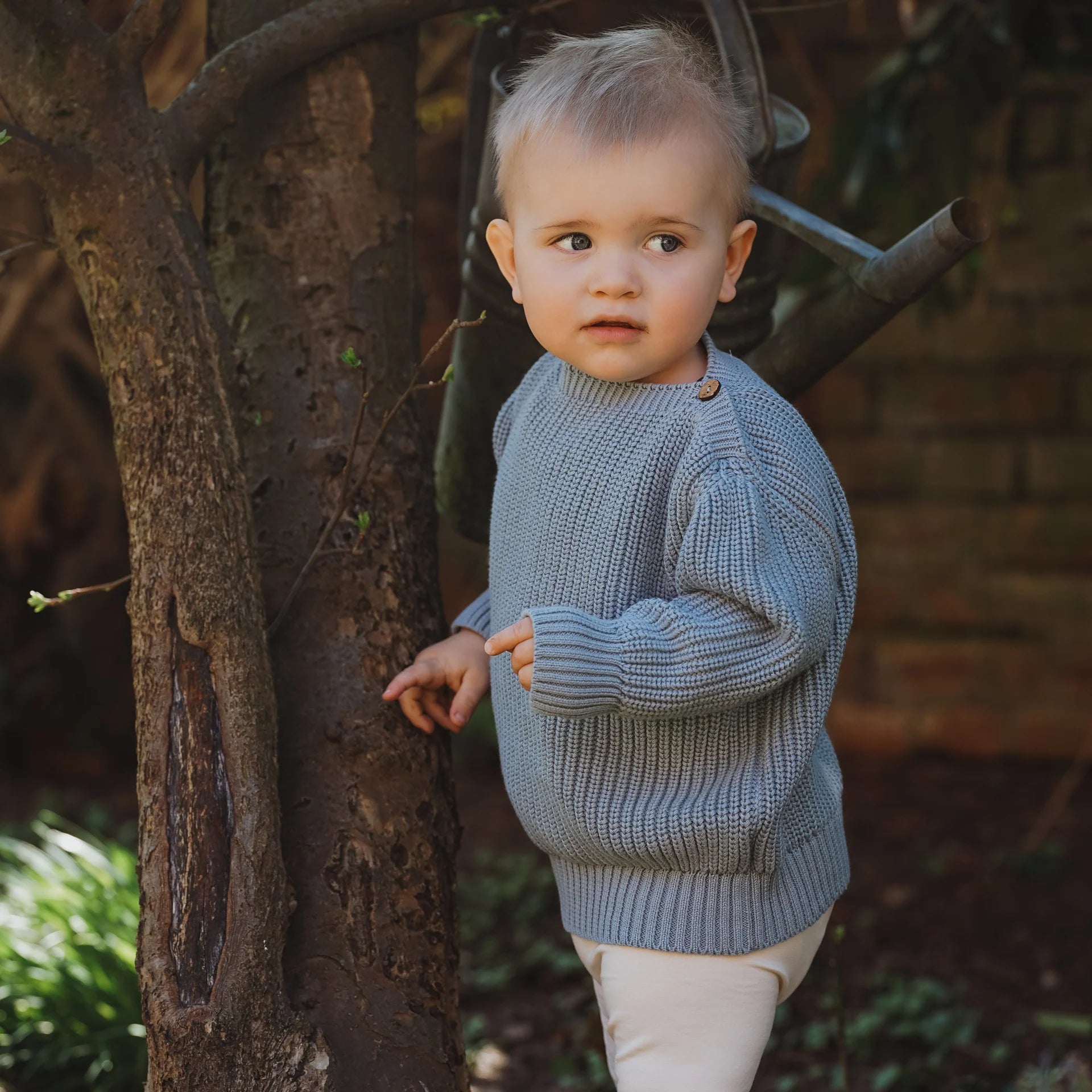 Cosy Roots Organic Oversize Knit Pulli - Dusty Blue