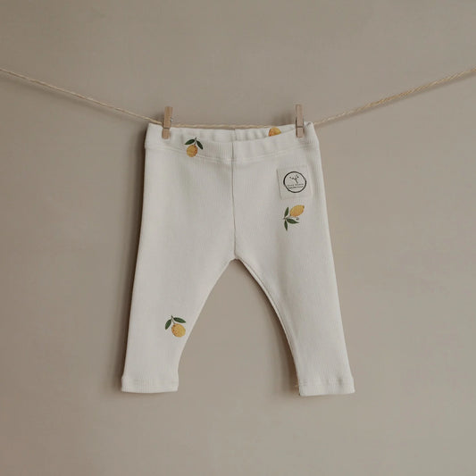 Cosy Roots Organic Rib Leggings - Pure Lemon