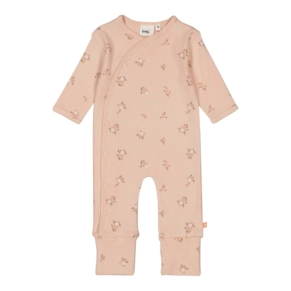 feetje Schlafoverall mit Klappfuß Blumen Ripp rosa