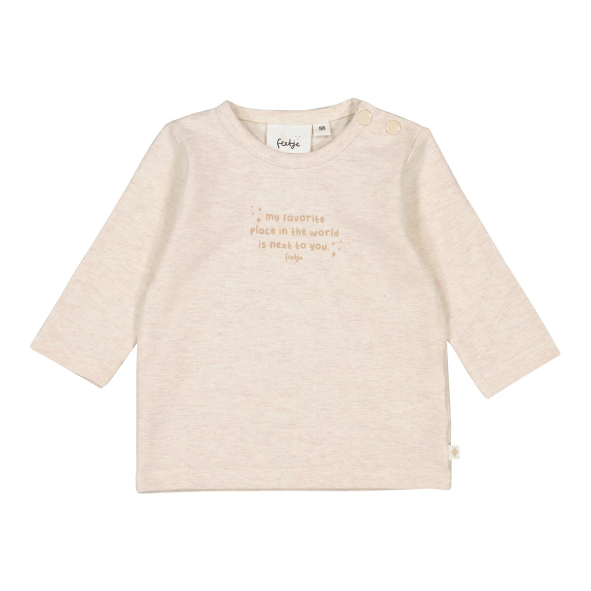 feetje Shirt langarm Favorite place in the world taupe