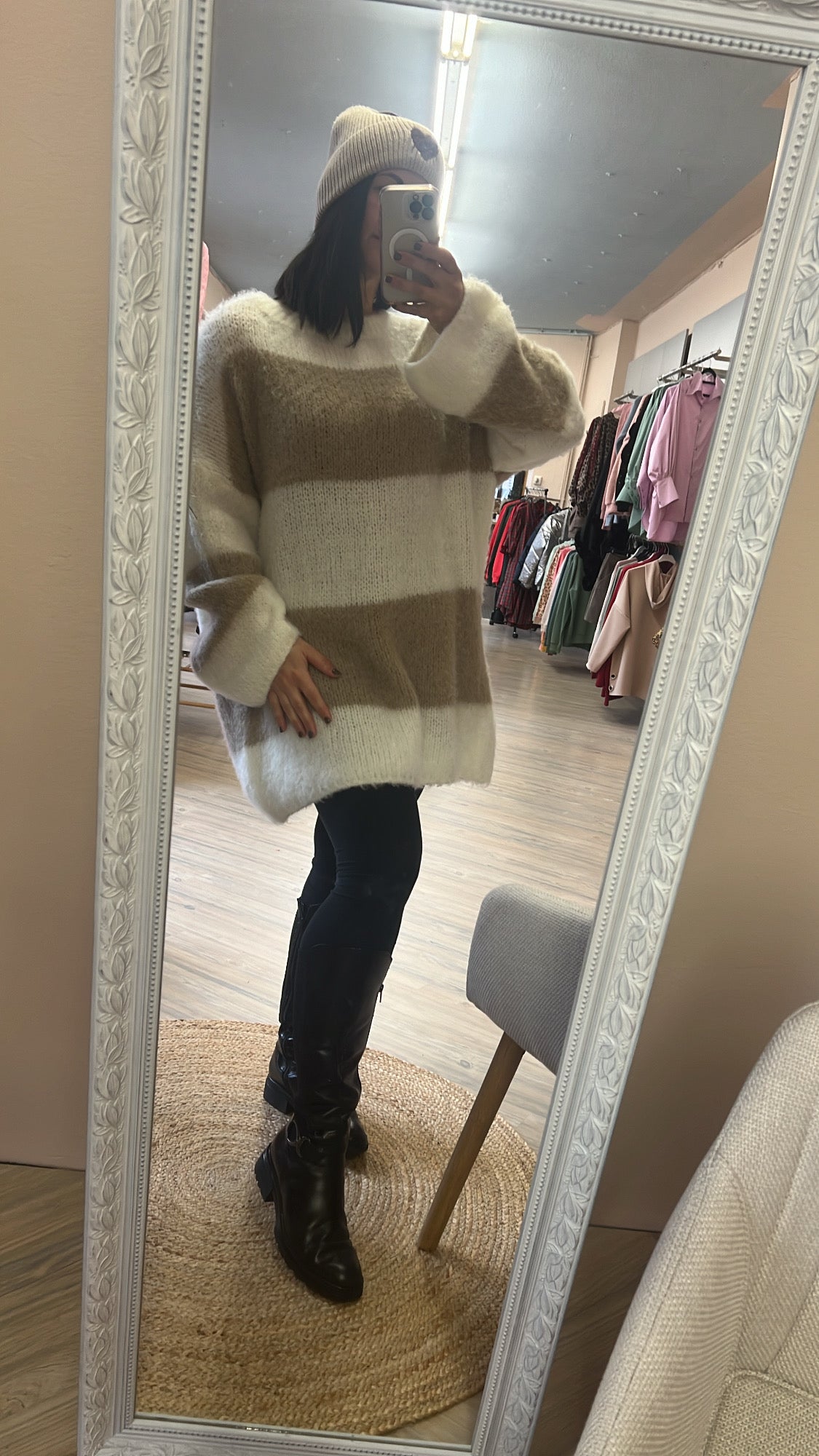 Strickkleid Oversize taupe/beige