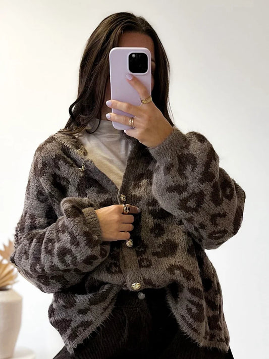 Strickjacke taupe LEO CHOCOLATE LOVER