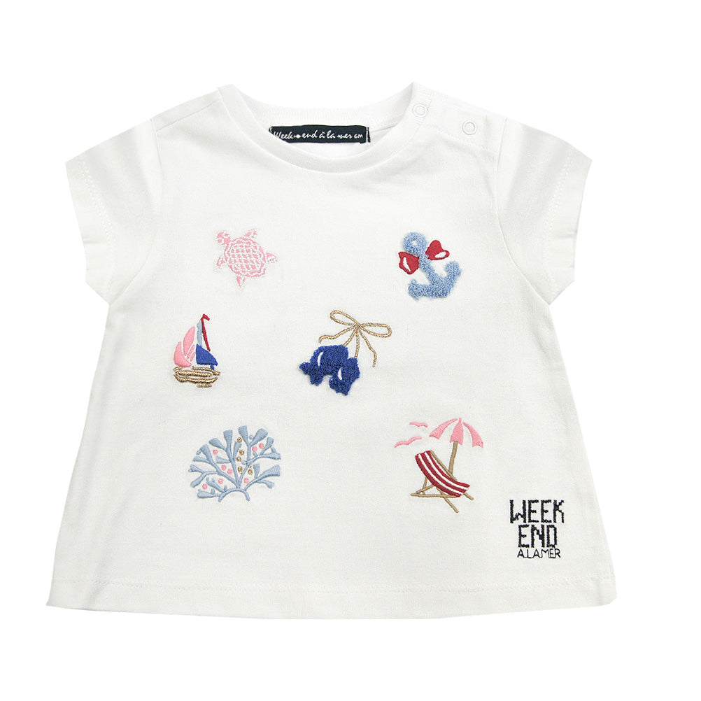 Week-end à la mer Baby T-Shirt Barbade – Weiß