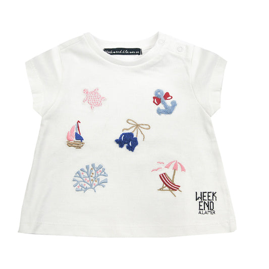 Week-end à la mer Baby T-Shirt Barbade – Weiß