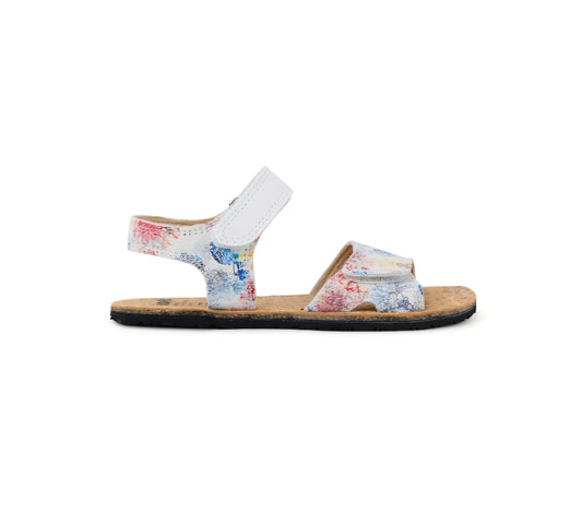 Koel Barefoot Sandal Ashley Fantasy White – Kinder Barfußsandale in Weiß mit buntem Fantasy-Design