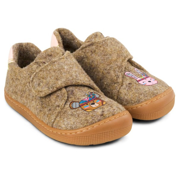 KOEL Barfuß-Hausschuh Dan Print Felt – Beige