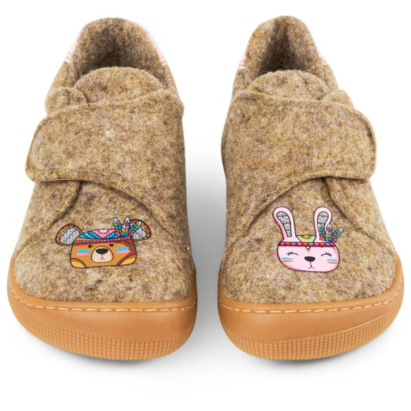 KOEL Barfuß-Hausschuh Dan Print Felt – Beige